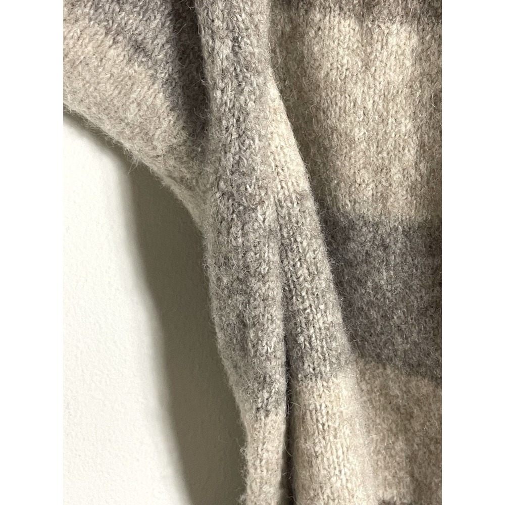 JENNI KAYNE Luxurious Belted Sweater Coat Long Cardi Oatmeal Stripe Yak Alpaca L - Picture 16 of 16
